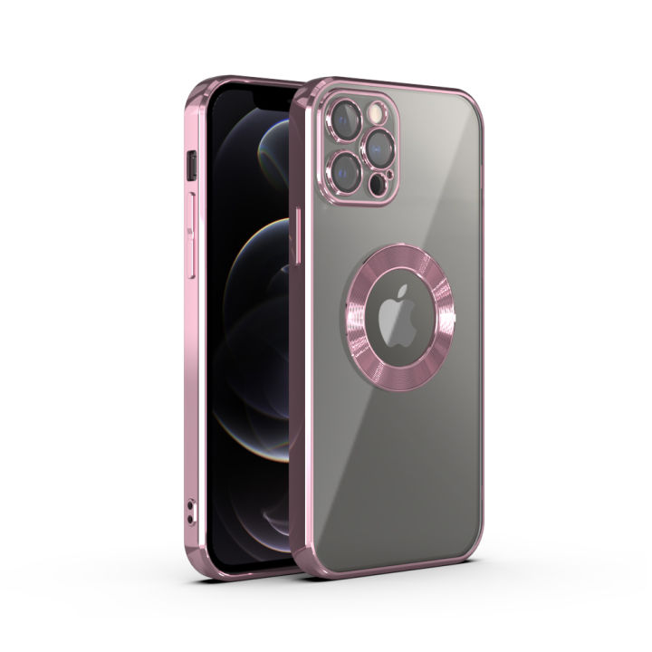 Apple%20iPhone%2012%20Pro%20Electroplating%20Clear%20Transparent%20Soft%20TPU%20Phone%20Case%20Logo%20Showing%20Back%20Cover%20-%20Image%202