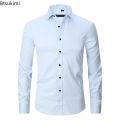 New 2023 Men's Long Sleeve Dress Shirts Anti-Wrinkle No-Ironing Elasticity Slim Fit Men Social Formal Shirts Solid Camisas Male. 