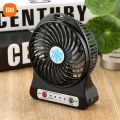 Xiaomi Portable Mini Fan Air Cooler USB Chargeable Desktop Fans 3 Mode Speed Regulation Summer Outdoor Hand Fans with LED Lights. 