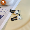 【WindFall】Mini Pachadog Hair Clip Cute Black White Square BB Clip Simple Cartoon Student Headdress  WF. 
