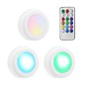 Wireless LED cabinet lights change Color RGB Puck light with Remote control touch sensor LED night light below cabinet light. 