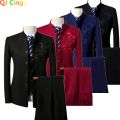 Men Suit Coat Vest Pants Fashion Chinese Retro Style Wedding Groom Suit Stand Collar Classic Terno Masculino Business Blazers.