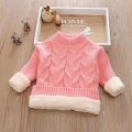 Autumn and Winter Kids' Sweater Boys' round Neck Sweater Girls' Thickened Fleece-Lined Base Pullover Baby Turtleneck Sweater. 