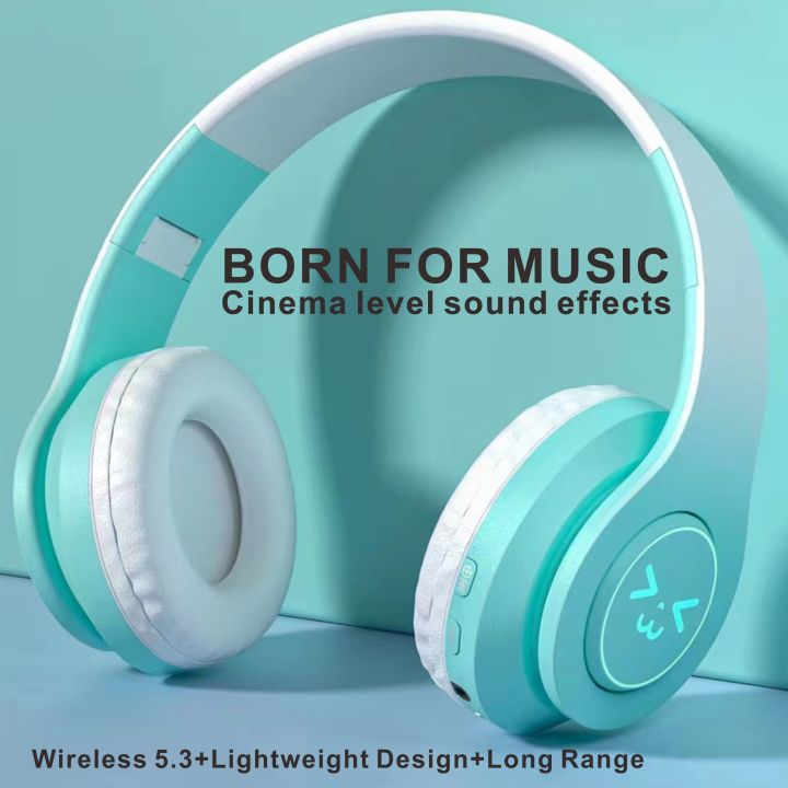 1pc Gradient Color Over-Ear Wireless BT Headset