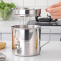 Stainless Steel Grease Strainer Container Oil Storage Pot Can Filter Dust Lid Dounp.