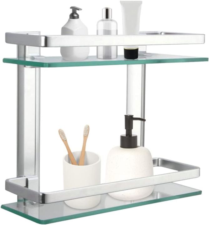 Modern Bathroom Glass Corner Shelf 2/3 Layer Wall Mounted Shelf Stainless Steel Toilet Tripod Corner Frame Bathroom Accessories