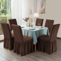 Turkey 6 Piece Elastic Stretch Chair Cover Seat Covers Spandex Washable Banquet Wedding Party coffe colour.