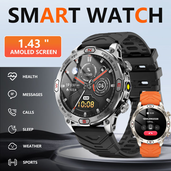 Yowmoy Military Smart Watch For Men 2024 New 100+ Sports Modes Fitness Tracker IP67 Waterproof Heart Rate Long Life Battery