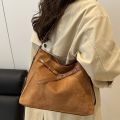 Simple Large Capacity Suede Tote Bag Elegant Vintage Retro Crossbody Backpack Pure Color Handbag Commuting Shoulder Bag Holiday. 