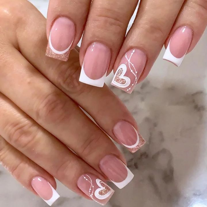 24Pcs%20Mid-length%20French%20False%20Nail%20with%20Diamond%20Gradient%20Square%20Press%20on%20Nails%20Flower%20Design%20Nail%20Wearable%20Manicure%20Tools%20-%20Image%205