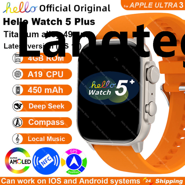 New Smartwatch Official Original Hello Watch 5 Plus ULTRA 3 49mm HD AMOLED 4G ROM NFC GPT Compass Bluetooth Call Clock Men Women