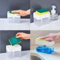 2 In 1 Kitchen Liquid Soap Pump / Dish Liquid Pump / Kitchen Cleaner Tool / Dish Soap And Sponge / Dish washer / Dispenser Sponge Holder Press Countertop Rack With Sponge Holder.
