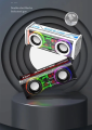 V8 Mecha Transparent RGB Light Bluetooth Speaker - Portable Wireless 5.0 Sound. 