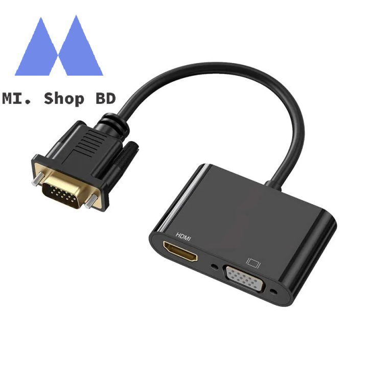 Vga To Hdmi-compatible Adapter VGA Splitter With 3.5mm Audio Converter