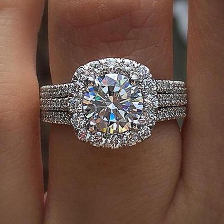 Fashion Cubic Zirconia Elegant Bridal Wedding Ring Luxury Square Shape Engagement Ring for Women Party Birthday Jewelry