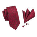Hi-Tie Designer Red Burgundy Plaid Silk Wedding Tie For Men Handky Cufflink Gift Mens Necktie Fashion Business Party Dropshiping KEEMEEUYZO. 
