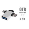 2 in 1 OTG Converter USB 3.0 to Micro USB and Type C Adapter USB 3.0 Micro USB.