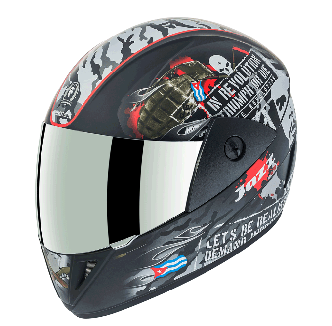 Gliders Jazz Full Face Matt Black Red Certified WHITE VISOR HELMET