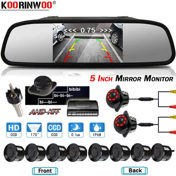 Full%20Kit%208%20Sensors-Blue%20Sensors-Koorinwoo%20Car%20Parking%20Sensor%205%20Inch%20Mirror%20Monitor%20rear%20view%20Camera%20+%20Front%20Fort%20Cam%20IR%20Night%20Vision%20Alarm%20System%20Car%20Parktronic%20-%20Image%202
