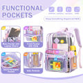 Popular Clear Backpack Heavy Duty, Stylish Transparent Laptop Book bag, for Stadium Check Approved, Jelly Purple.
