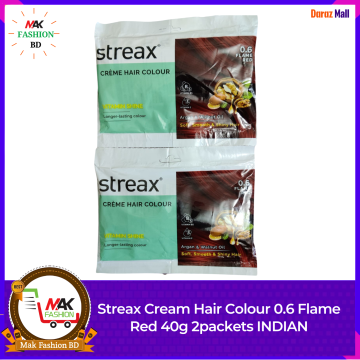 Streax Cream Hair Colour 0.6 Flame Red 40g 2packets