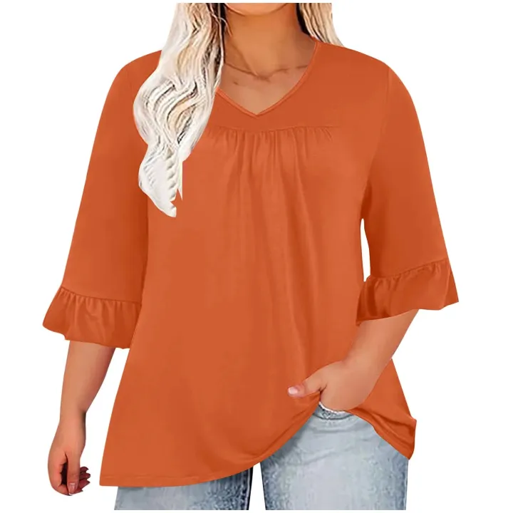 Fashionably%20Comforting:%20Women%E2%80%99s%20Plus%20Size%20Ruffle%20T-Shirt%20for%20All%20Occasions%20-%20Image%207