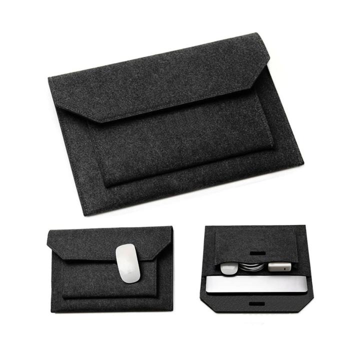 Laptop Pouch Bag 15, 14, 13.5, 12, 11, 10 inch Ultra Slim Double Layer Wool Felt Pouch Bag for Apple Mac book, HP, Lenovo, Acer, Dell universal Laptop Pouch Bag Hand bag Black - Laptop Bag