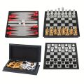 Pocket Size Mini Chess Set Magnetic Pieces Table Games Magnetic Chess Folded Design Board Game Competition Use.