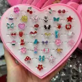 10Pcs Cute Cartoon Kids Rings Kawaii Korean Children Girls Enamel Flower Crown Finger Ring Child Jewelry. 