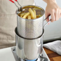 Stainless Steel Deep Frying Pot with Strainer Chicken Fried Pans Kitchen Cooking Tool. 