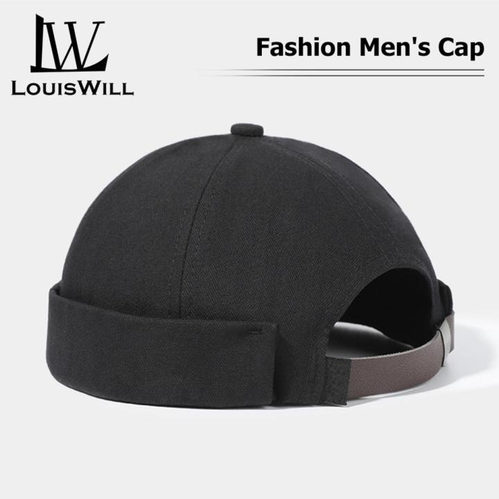 LouisWill Cap For Men Dome Melon Beanie Hats Adjustable Docker Cap Fashion Men's Landlord Hat Spring And Summer Street Trend Melon Hat Embroidery Retro Cap