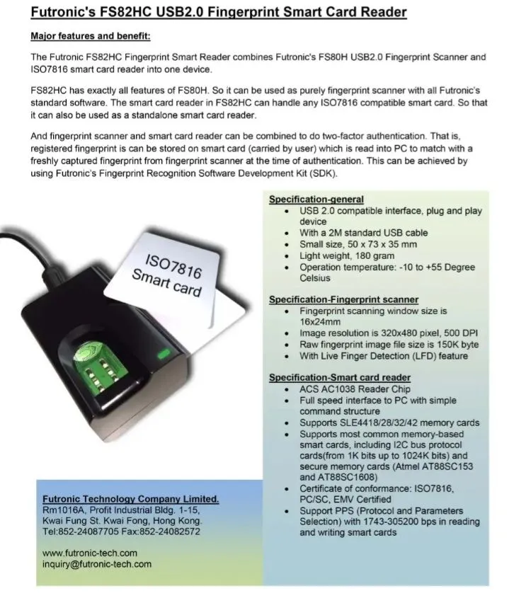 Futronic FS82H Fingerprint Scanner | Daraz.com.bd