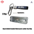 1 Pcs Royal Enfield Branded Motorcycle Leather Keychain Ring with Screwdriver – Metal Key Ring & Carabiner Clip. 