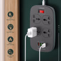 LDNIO SC4407 POWER STRIP 2 METER EXTENSION CORD WITH 4 POWER SOCKET UK/UERO/US 2500W AND 3 USB PORT + 1 QC3.0 USB PORT. 