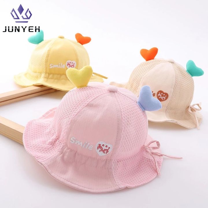 High Quality Love Decoration Baby Cute Bucket Hat Spring Autumn Thin 3-24 Month Summer Sun Shading Cotton Lovely Adjustable Hats
