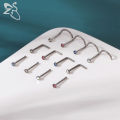 ZS 3-4pcs/lot G23 Titanium Nose Piercing Set 2/3MM Round CZ Crystal Nose Studs 20g Screw Bone L-Shaped Nostril Piercing Jewelry. 