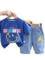 Boys , Summer outfits lightweight short sleeve T-shirt and denim pant 2 pcs set.
