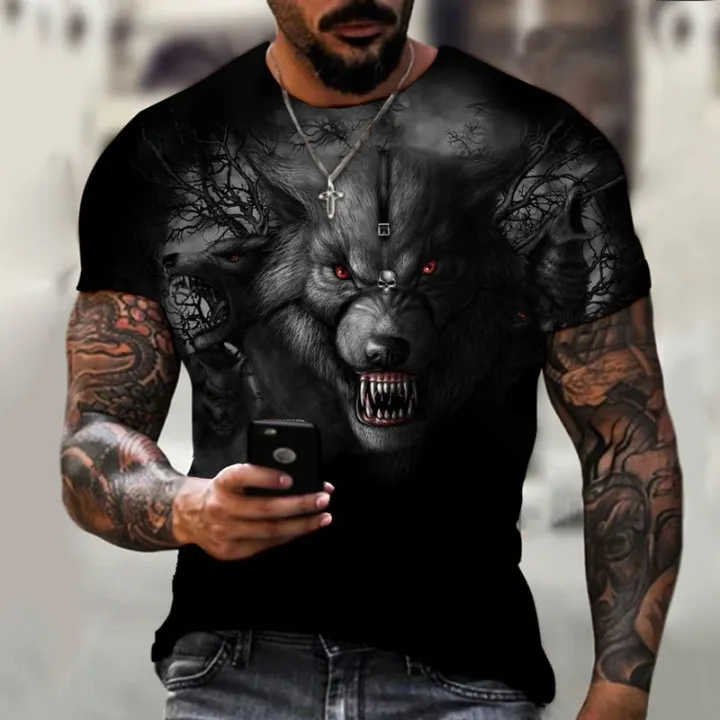 Beast%20wolf%203d%20black%20printing%20series%20new%20summer%20men's%20short%20sleeved%20shirt%20super%20large%20top%20fashion%20street%20wear%20o%20collar%20men's%20shir%20-%20Image%205