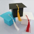 50Pcs DIY Paper Graduation Cap Shaped Gift Box Sugar Chocolate Box Black. 