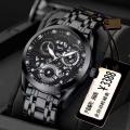 POSHI Luxury watch for men relo water proof Creative Dial Automatic Movement Wrist Watch For Man gold/black calendar luminous display Stainless Steel Strap.