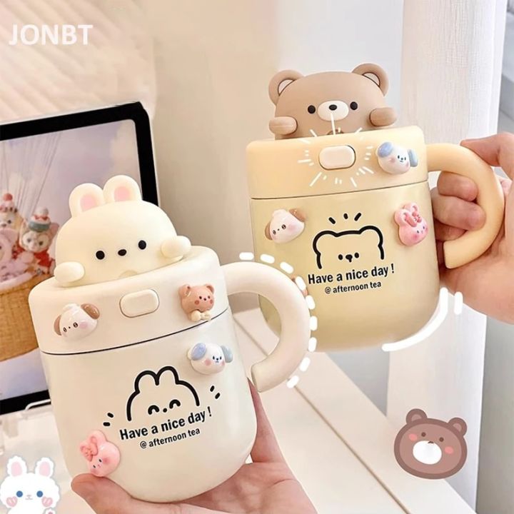Kawaii Bear Coffee Thermal Cup For Hot Cold Drinks Water Tea Milk