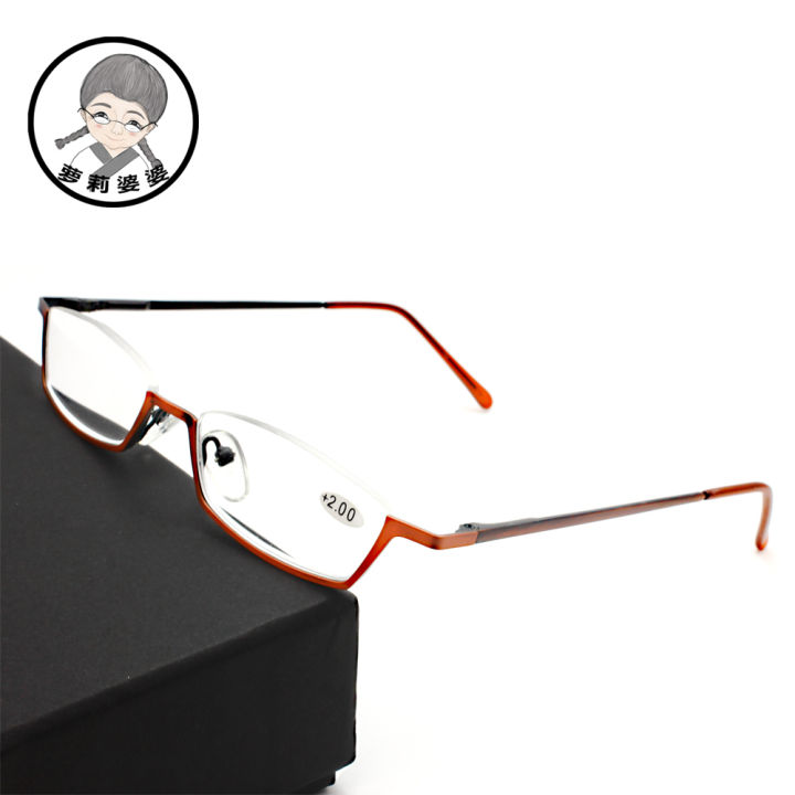 Rolipop Half Frame Readers Reading Glasses Men Prescription Eyeglasses Spring Hinges Frame Metallic Stainless Steel Clear