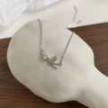 Korean Silver Color Cute White Dove Necklace for Women Fashion Simple Temperament Zircon Clavicle Chain Necklace Jewlery.