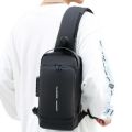 Multifunction Patent Leather Chest Bag ,  Waterproof Men Crossbody Bag Anti-theft Travel Bag Male USB Charging Chest Bag Pack Anti-theft Travel Bag Male USB Charging Chest Bag Pack. 