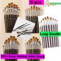 Keep Smiling Artist  Brush Set 9pcs  Round,Filbert,Flat,Angular . 