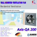 Wall Type Ventilation Fan For Kitchen/Warehouse - Blauberg - Germany - Axis-QA 200 (Dia: 8") Low Noise Wall Mounted Exhaust/Supply Fan. 