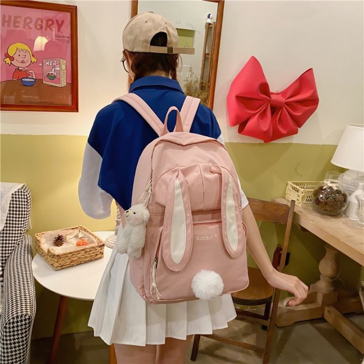 Cute%20Rabbit%20Young%20Girl%20School%20Backpack%20Female%20Large%20Capacity%20Kawaii%20Back%20Pack%20Mochila%20Pink%20Women%20Bagpack%20Nylon%20Cartoon%20Schoolbag%20-%20Image%202