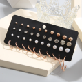 20 pairs earrings set pearl zircon earrings, women fashion jewelry.