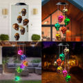 6 Leds Luminous Skull Wind Chimes IP65 Waterproof Solar Powered Color Changing Outdoor Hanging Solar Lights For Haunted House Decor. 