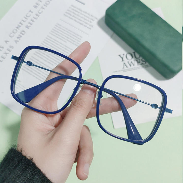 Fashion Large Frame Anti-blue Light Glasses Women Men Computer Optical Metal Glasses High Quality Full Frame Glasses Goggles